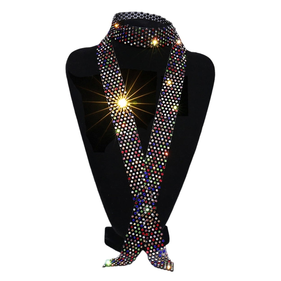 Men Rhinestone Tie Long Adjustable Hollow Out Exquisite Lightweight Dance Stage Show Performance Party Prom Men Necktie Image 2