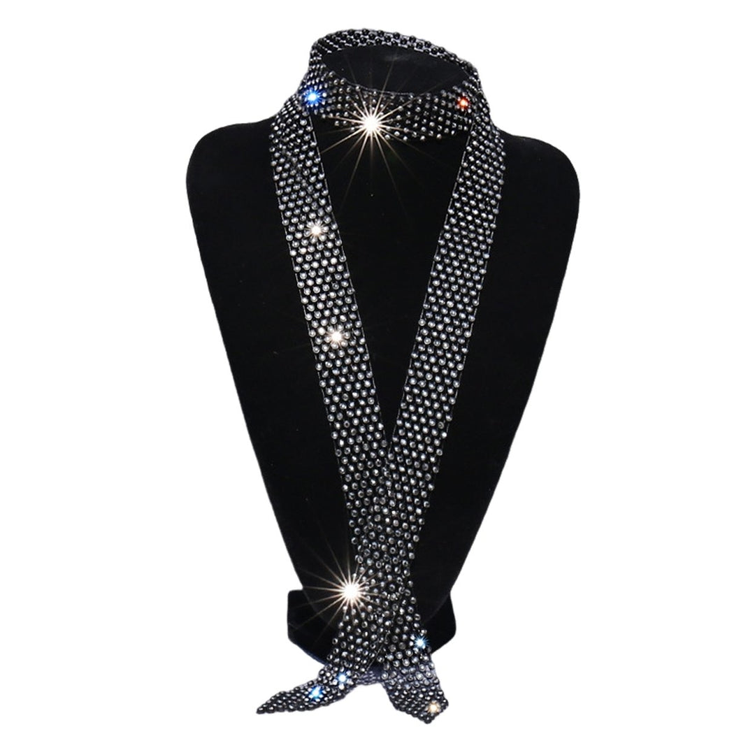 Men Rhinestone Tie Long Adjustable Hollow Out Exquisite Lightweight Dance Stage Show Performance Party Prom Men Necktie Image 3