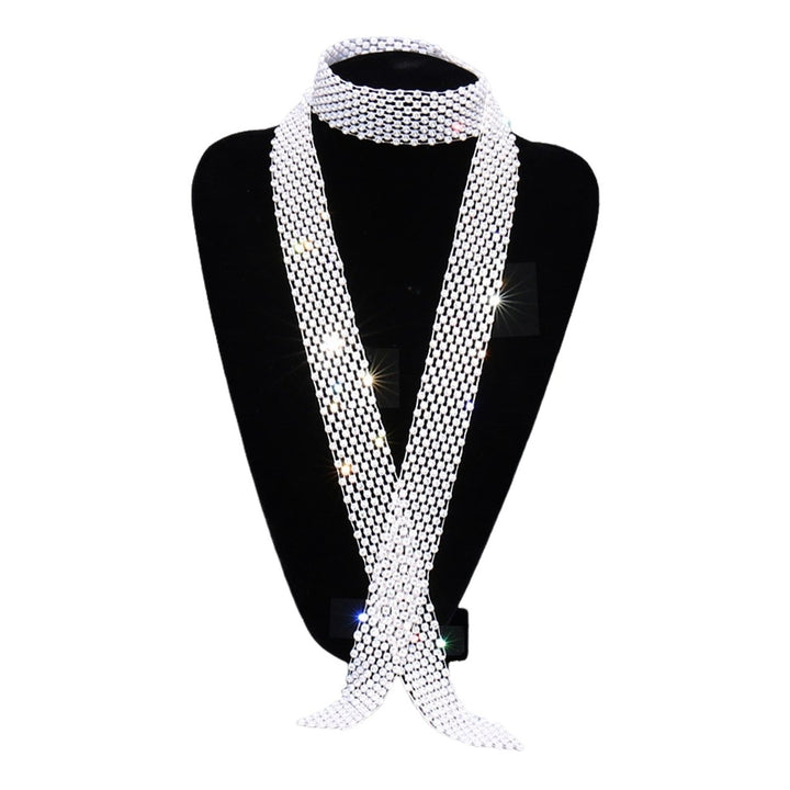 Men Rhinestone Tie Long Adjustable Hollow Out Exquisite Lightweight Dance Stage Show Performance Party Prom Men Necktie Image 1