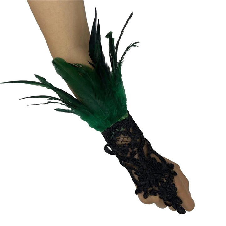 1Pc Long Gloves Sexy Lace Feather Design Elegant Gothic Mesh Sleeve Ribbon Tied Easy Wearing Gloves Halloween Party Image 1