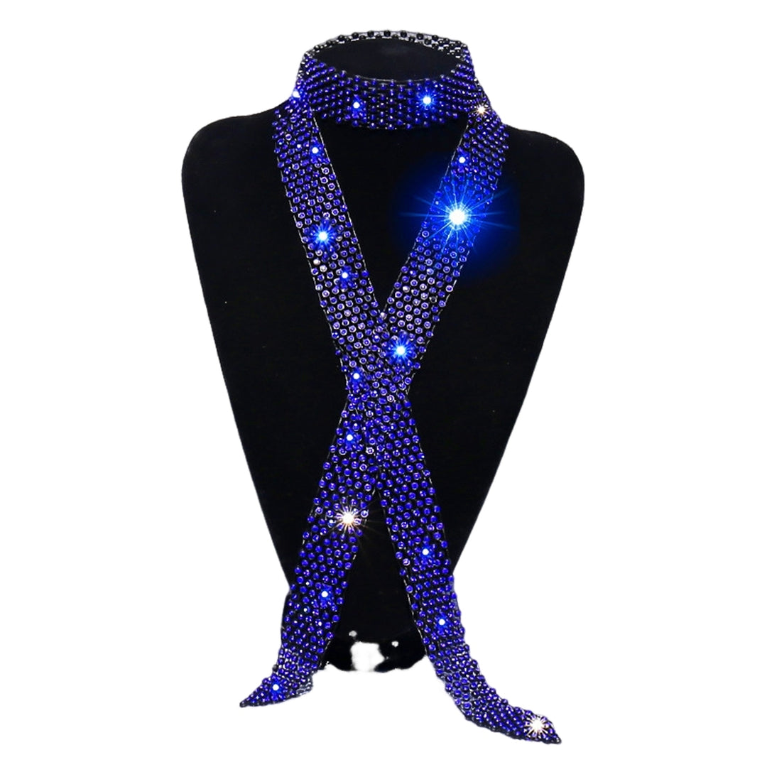 Men Rhinestone Tie Long Adjustable Hollow Out Exquisite Lightweight Dance Stage Show Performance Party Prom Men Necktie Image 6