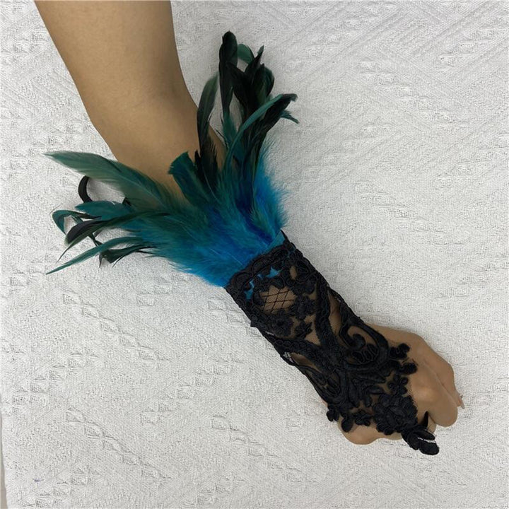 1Pc Long Gloves Sexy Lace Feather Design Elegant Gothic Mesh Sleeve Ribbon Tied Easy Wearing Gloves Halloween Party Image 10