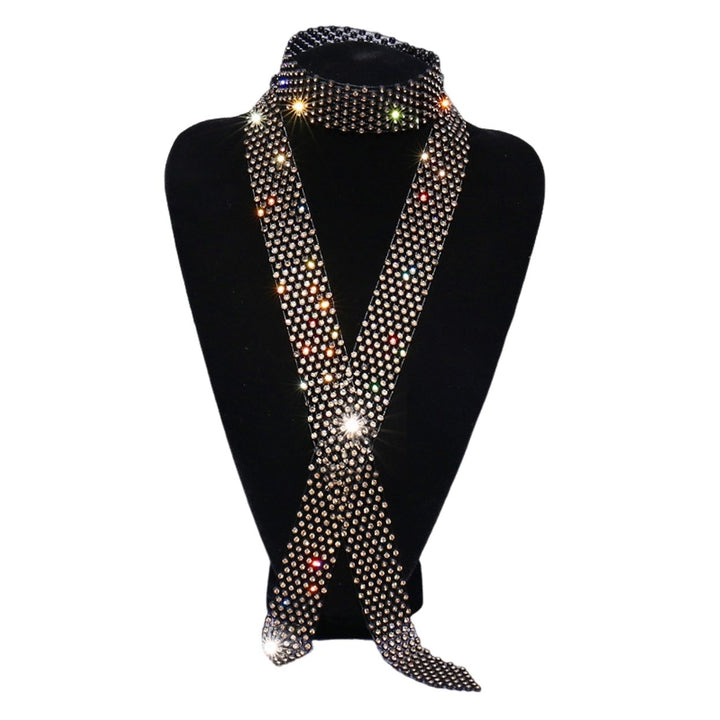 Men Rhinestone Tie Long Adjustable Hollow Out Exquisite Lightweight Dance Stage Show Performance Party Prom Men Necktie Image 9