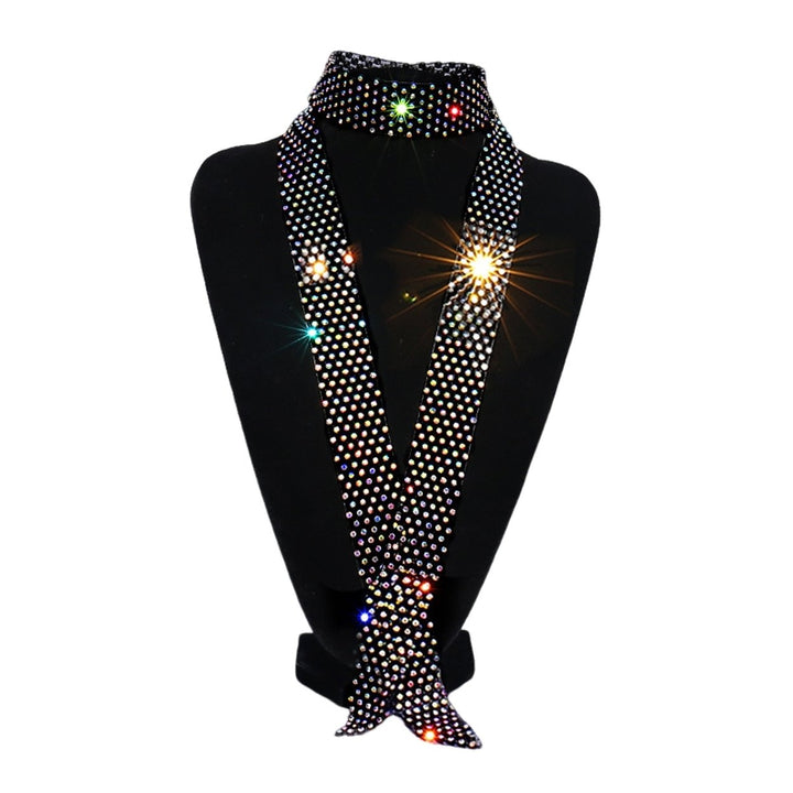 Men Rhinestone Tie Long Adjustable Hollow Out Exquisite Lightweight Dance Stage Show Performance Party Prom Men Necktie Image 10