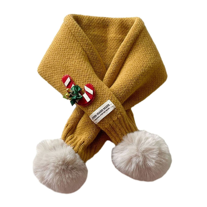 Children Winter Knitting Scarf Christmas Tree Elk Decor Neck Scarf Plush Balls Outdoor Warm Kids Scarf Image 4