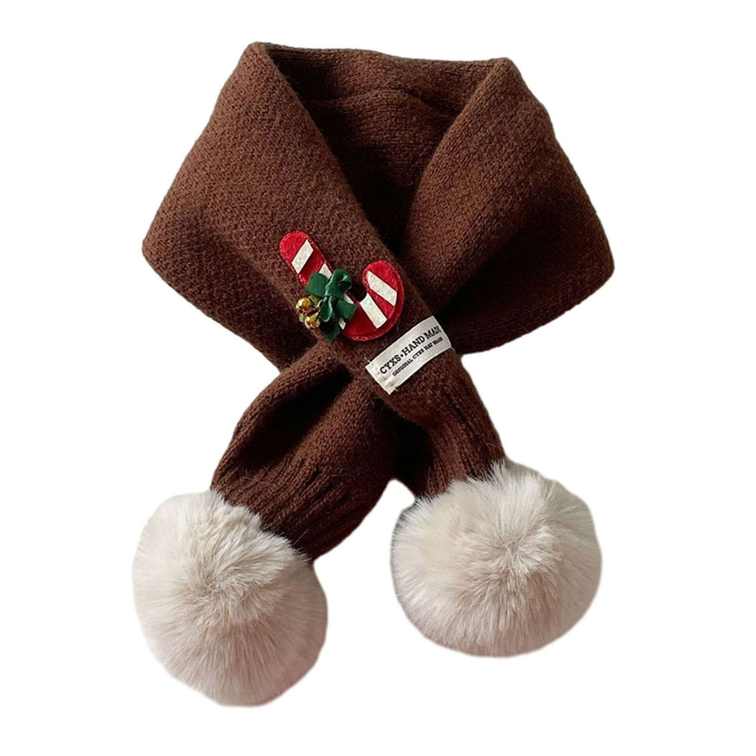 Children Winter Knitting Scarf Christmas Tree Elk Decor Neck Scarf Plush Balls Outdoor Warm Kids Scarf Image 8