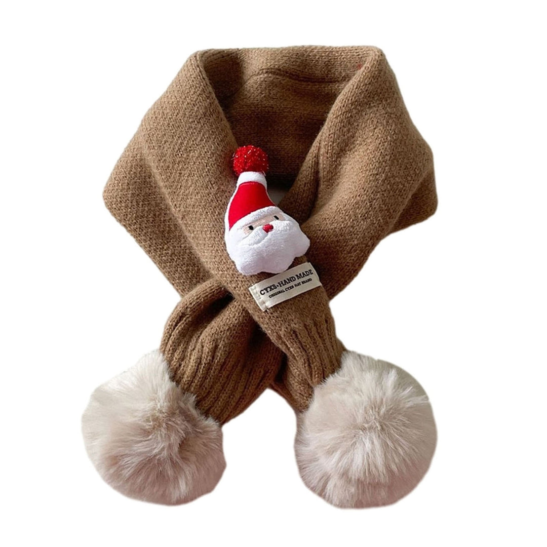 Children Winter Knitting Scarf Christmas Tree Elk Decor Neck Scarf Plush Balls Outdoor Warm Kids Scarf Image 9