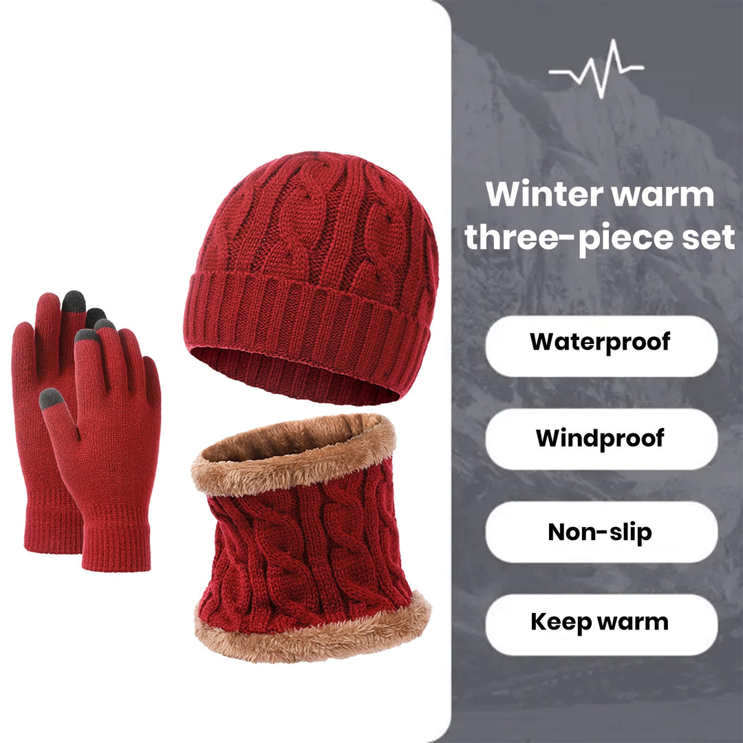 1 Set Hat Scarf Gloves Set Unsiex Thick Warm Elastic Anti-slip Neck Head Hands Protection Cozy Image 7
