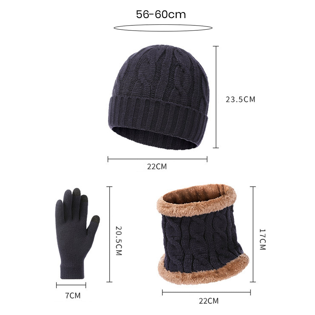 1 Set Hat Scarf Gloves Set Unsiex Thick Warm Elastic Anti-slip Neck Head Hands Protection Cozy Image 9