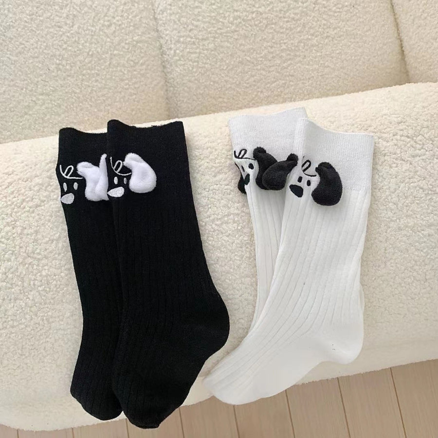 1 Pair Cartoon 3D Dog Ear Mid-Tube Socks High Elastic Funny Pile Socks Friends Sisters Lovers Ultra-Soft Socks Image 1
