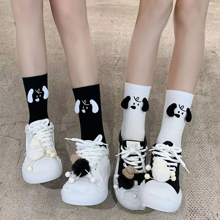 1 Pair Cartoon 3D Dog Ear Mid-Tube Socks High Elastic Funny Pile Socks Friends Sisters Lovers Ultra-Soft Socks Image 4