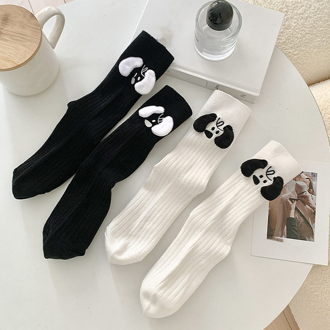 1 Pair Cartoon 3D Dog Ear Mid-Tube Socks High Elastic Funny Pile Socks Friends Sisters Lovers Ultra-Soft Socks Image 8
