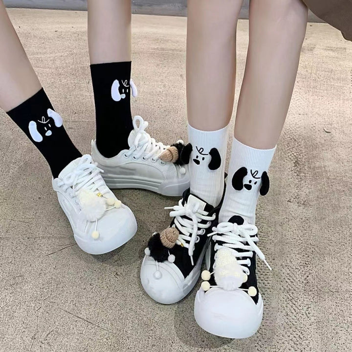 1 Pair Cartoon 3D Dog Ear Mid-Tube Socks High Elastic Funny Pile Socks Friends Sisters Lovers Ultra-Soft Socks Image 12