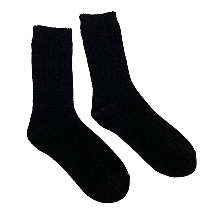 1 Pair Winter Socks Mid-tube Solid Color Knitted Anti-slip Great Elasticity Ankle Protection Thick Soft Striped No Odor Image 2