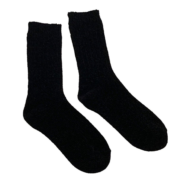 1 Pair Winter Socks Mid-tube Solid Color Knitted Anti-slip Great Elasticity Ankle Protection Thick Soft Striped No Odor Image 1