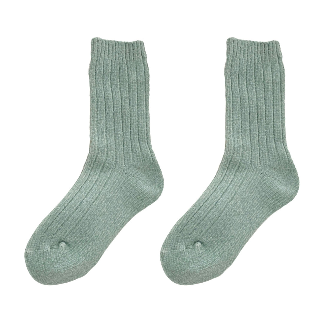 1 Pair Winter Socks Mid-tube Solid Color Knitted Anti-slip Great Elasticity Ankle Protection Thick Soft Striped No Odor Image 4