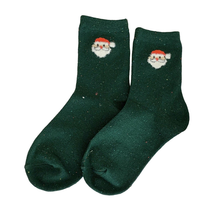 1 Pair Christmas Socks Elk Snowman Print Mid-tube Good Elasticity Anti-slip Thick Warm Soft No Odor Knitted Lady  Year Image 6