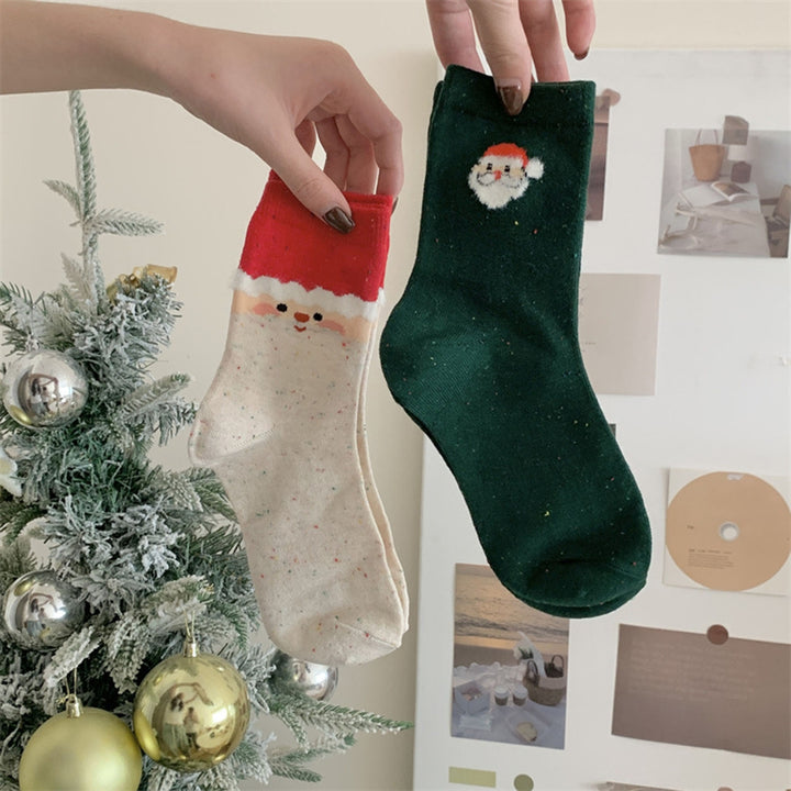 1 Pair Christmas Socks Elk Snowman Print Mid-tube Good Elasticity Anti-slip Thick Warm Soft No Odor Knitted Lady  Year Image 7