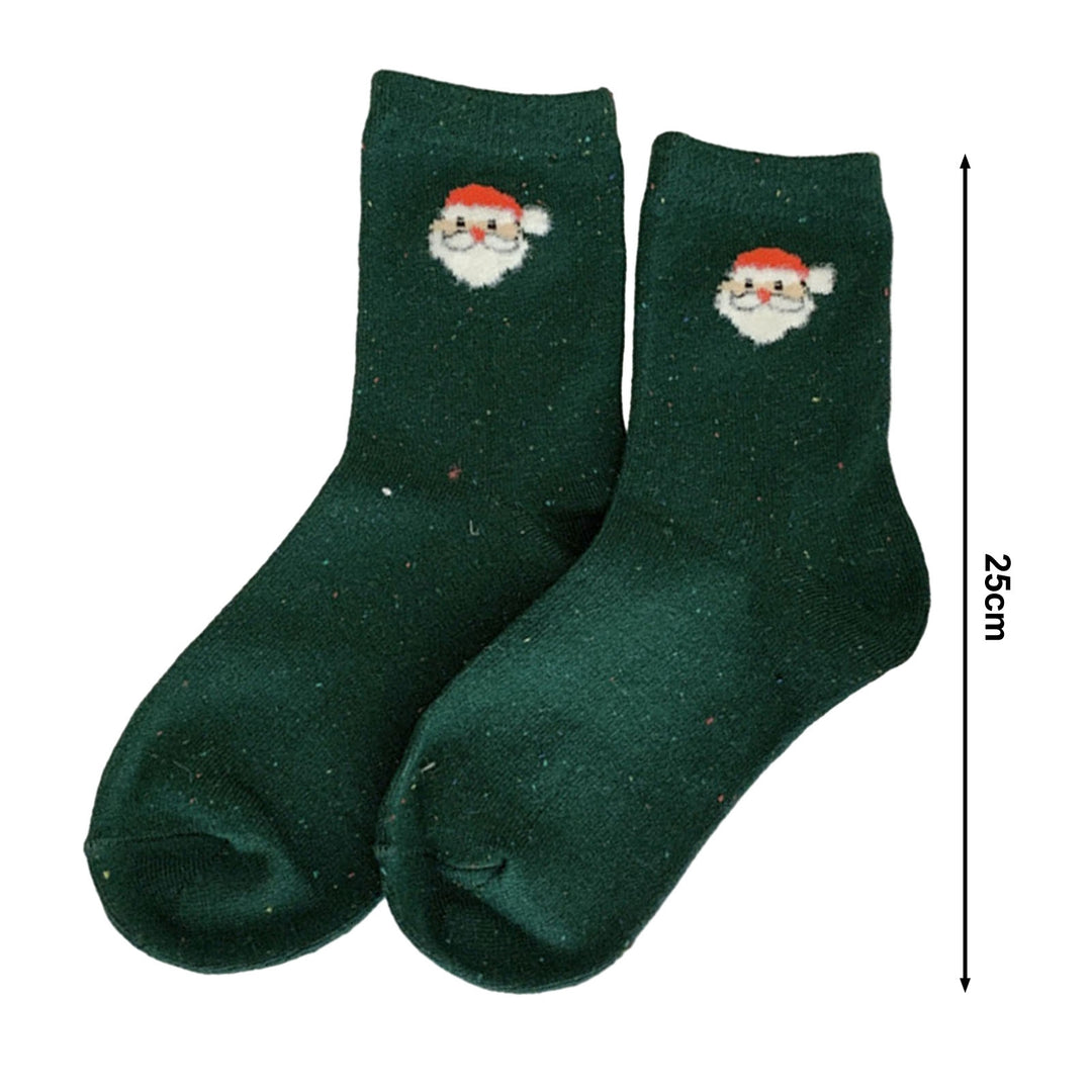 1 Pair Christmas Socks Elk Snowman Print Mid-tube Good Elasticity Anti-slip Thick Warm Soft No Odor Knitted Lady  Year Image 10