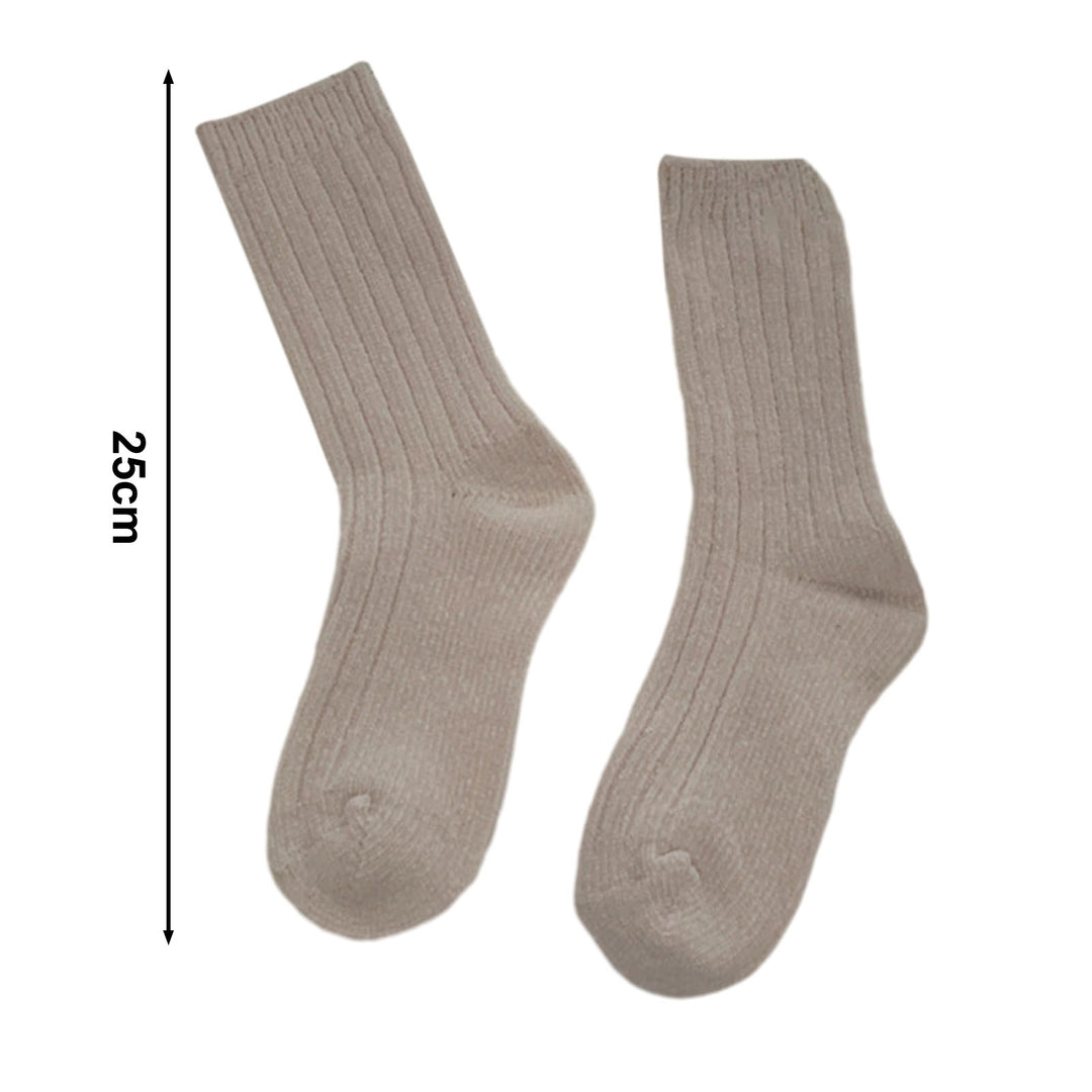 1 Pair Winter Socks Mid-tube Solid Color Knitted Anti-slip Great Elasticity Ankle Protection Thick Soft Striped No Odor Image 10