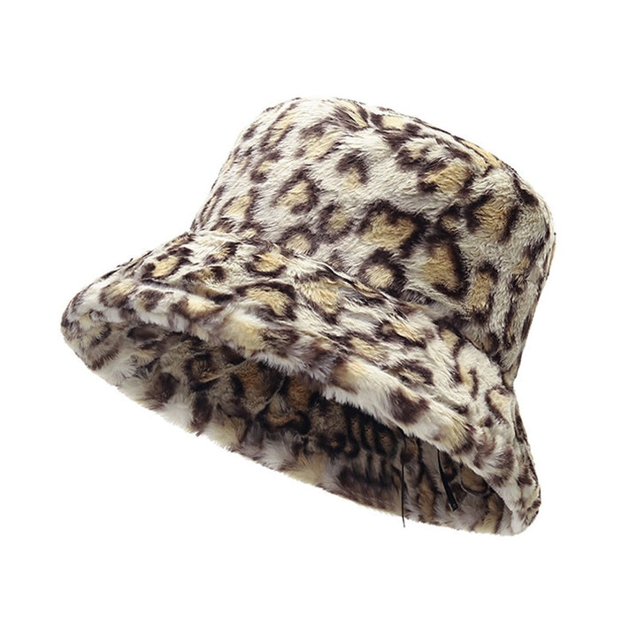 Winter Warm Thickened Plush Bucket Hat Super Soft Adjustable Windproof Versatile Leopard Cap Women Headwear Image 1