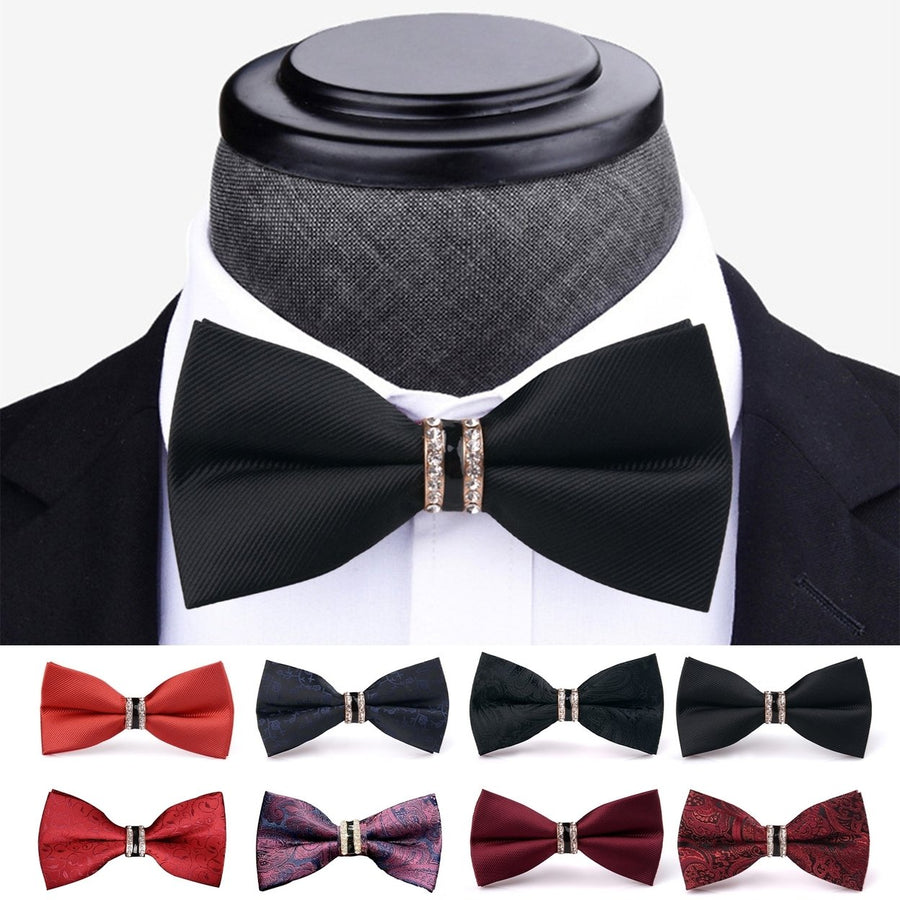 Men Bow Tie Formal Business Style Rhinestone Decor Exquisite Satin Bright Color Smooth Party Banquet Wedding Groom Bow Image 1