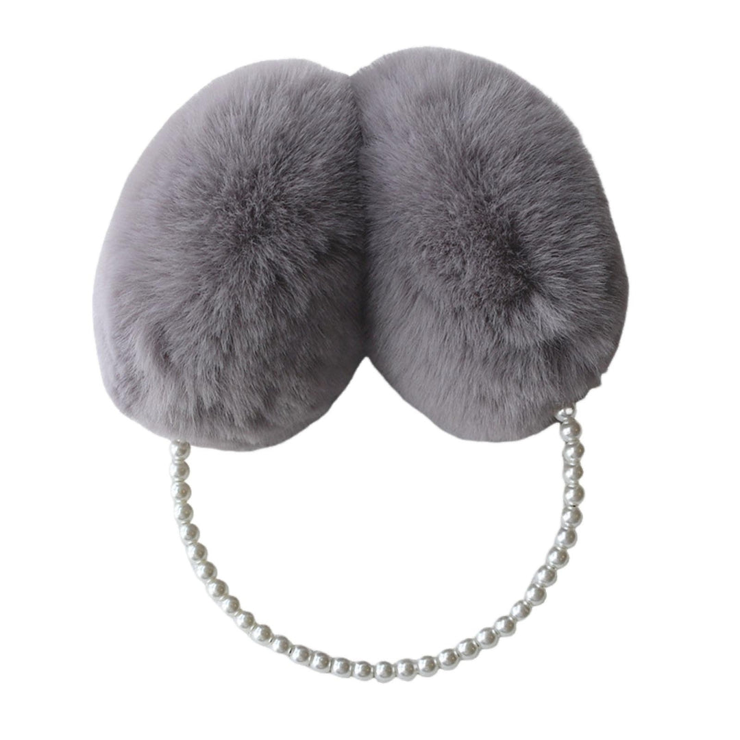 Cute Solid Color Plush Warm Earmuffs Girls Faux Pearls Winter Outdoor Ear Warmer Soft Furry Ear Covers Image 4