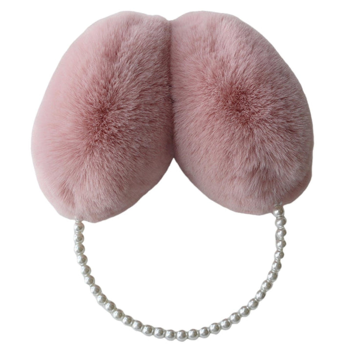 Cute Solid Color Plush Warm Earmuffs Girls Faux Pearls Winter Outdoor Ear Warmer Soft Furry Ear Covers Image 6