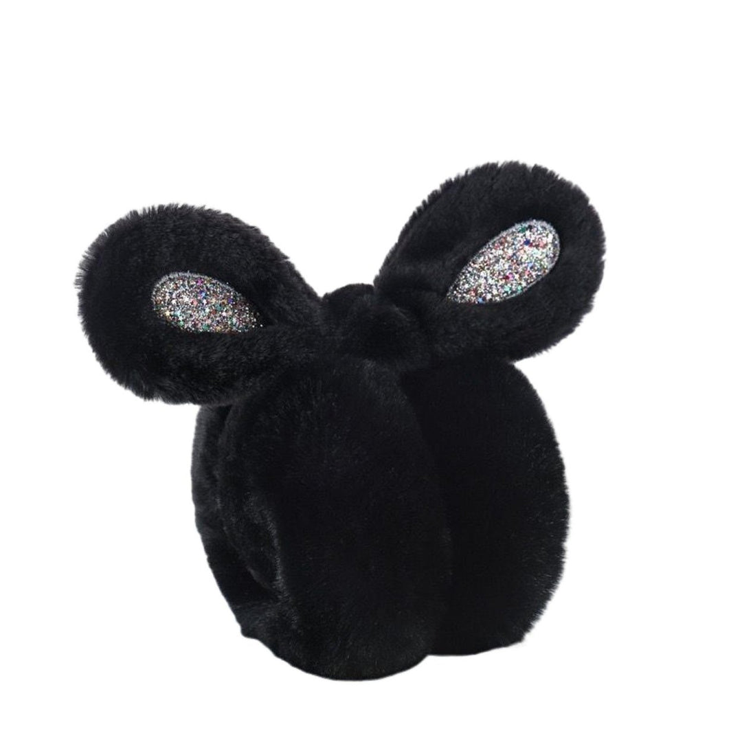 Women Soft Furry Winter Earmuffs Sequin Rabbit Ear Shape Foldable Warm Ear Covers Outdoor Adjustable Ear Warmers Image 1