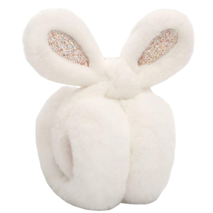 Women Soft Furry Winter Earmuffs Sequin Rabbit Ear Shape Foldable Warm Ear Covers Outdoor Adjustable Ear Warmers Image 3