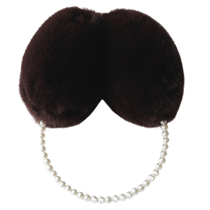 Cute Solid Color Plush Warm Earmuffs Girls Faux Pearls Winter Outdoor Ear Warmer Soft Furry Ear Covers Image 8