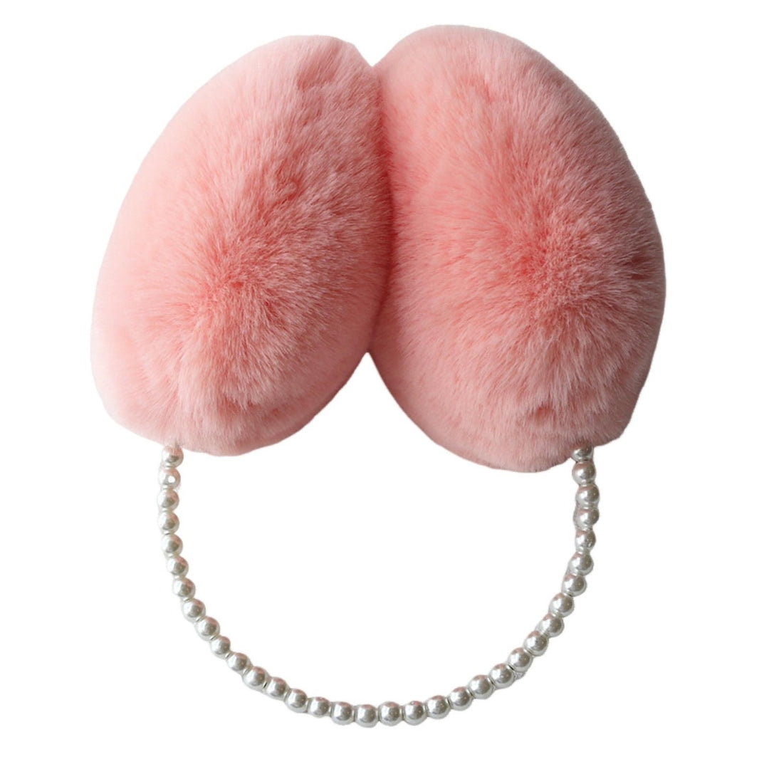 Cute Solid Color Plush Warm Earmuffs Girls Faux Pearls Winter Outdoor Ear Warmer Soft Furry Ear Covers Image 9