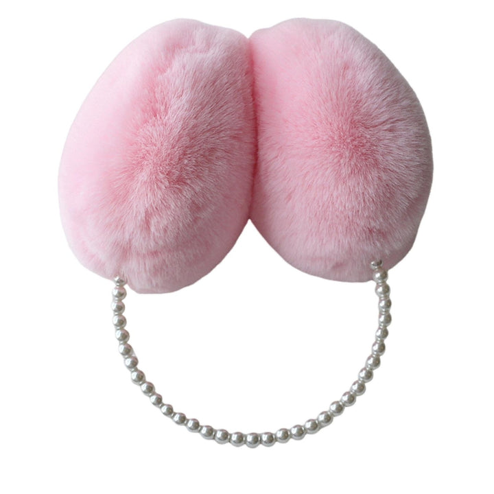 Cute Solid Color Plush Warm Earmuffs Girls Faux Pearls Winter Outdoor Ear Warmer Soft Furry Ear Covers Image 10