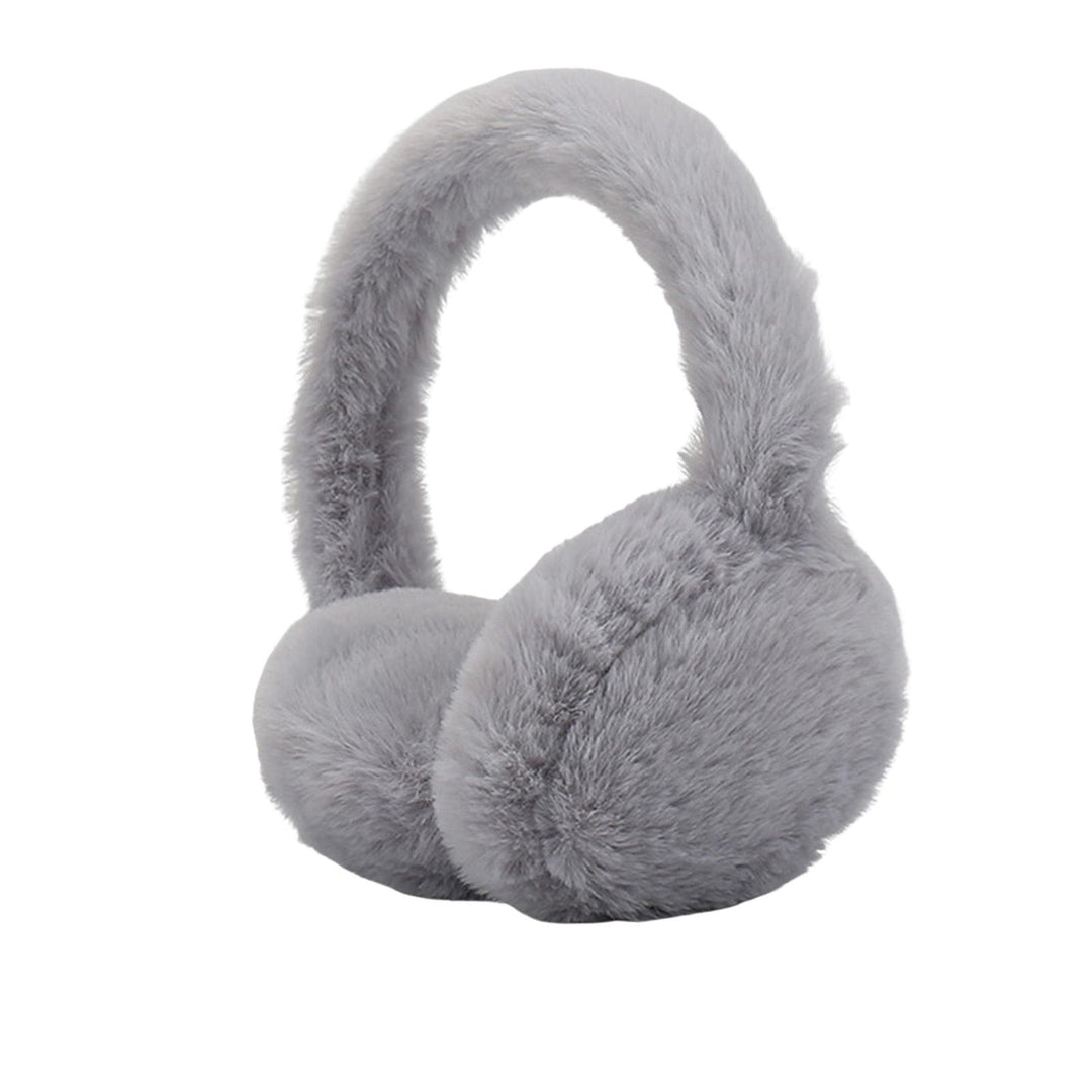 Women Soft Furry Winter Earmuffs Solid Color Foldable Warm Ear Covers Outdoor Adjustable Ear Warmers Image 3