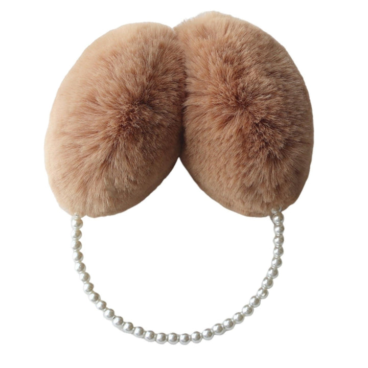 Cute Solid Color Plush Warm Earmuffs Girls Faux Pearls Winter Outdoor Ear Warmer Soft Furry Ear Covers Image 11