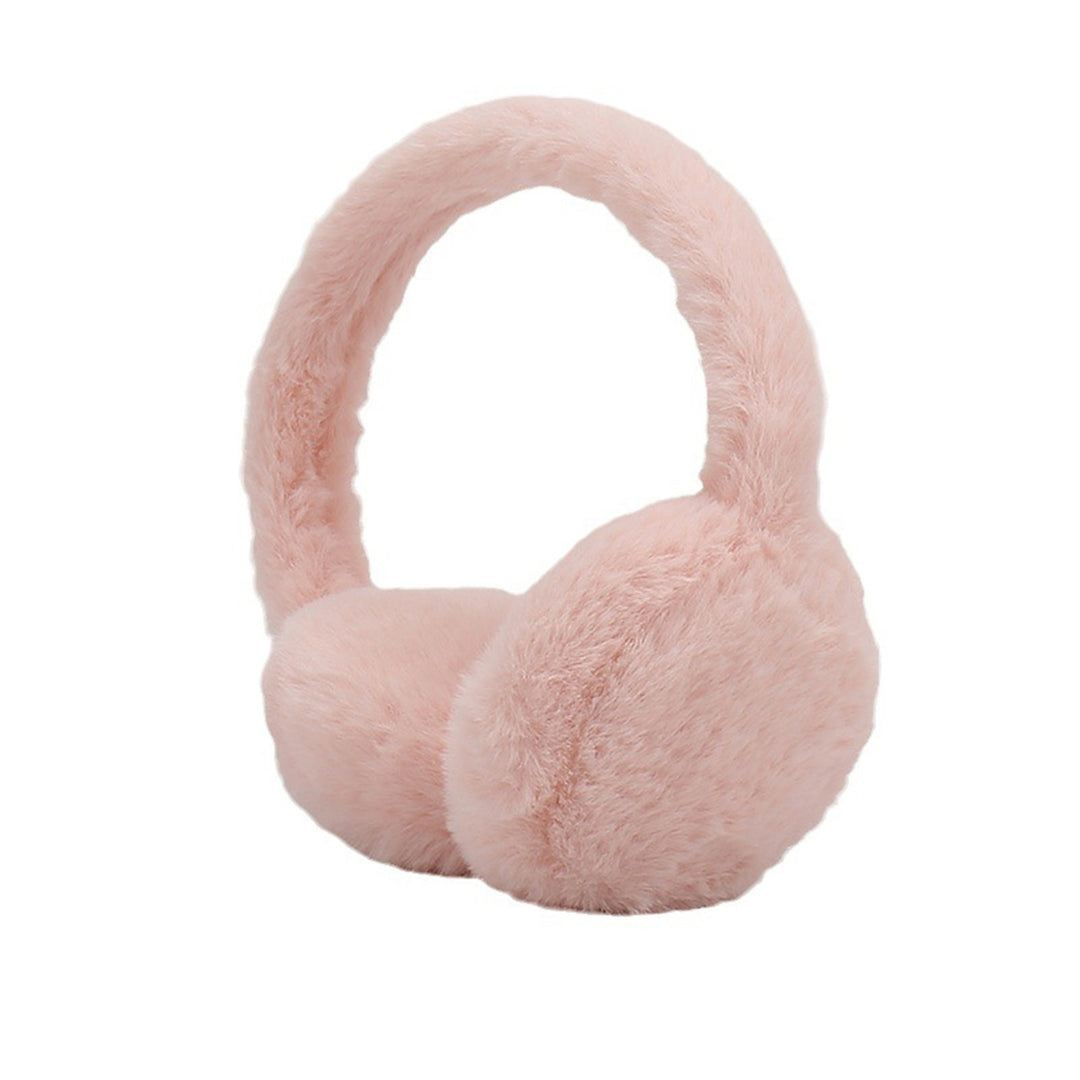 Women Soft Furry Winter Earmuffs Solid Color Foldable Warm Ear Covers Outdoor Adjustable Ear Warmers Image 4