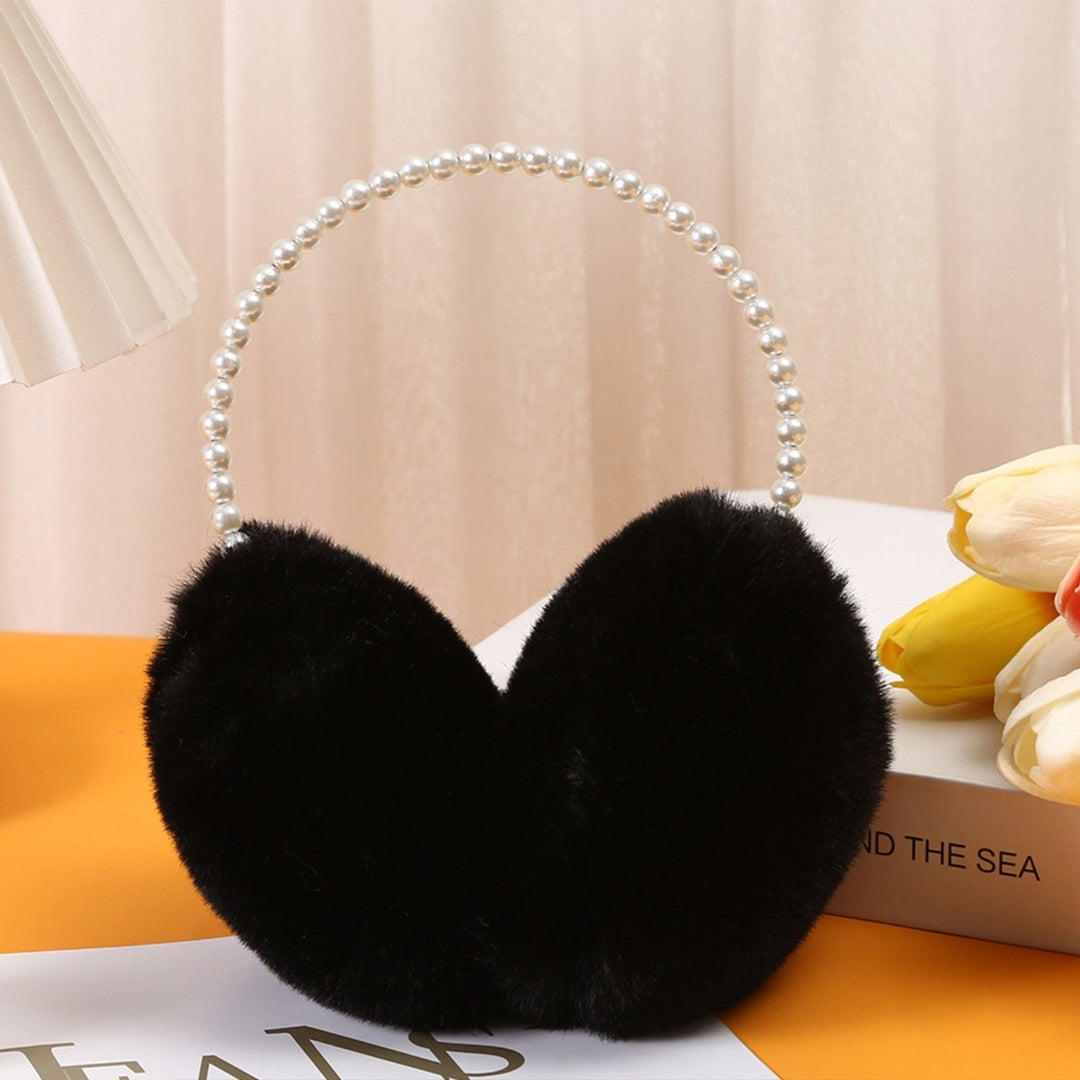 Cute Solid Color Plush Warm Earmuffs Girls Faux Pearls Winter Outdoor Ear Warmer Soft Furry Ear Covers Image 12