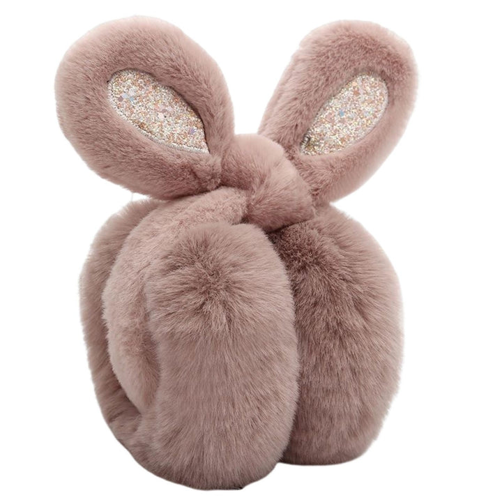 Women Soft Furry Winter Earmuffs Sequin Rabbit Ear Shape Foldable Warm Ear Covers Outdoor Adjustable Ear Warmers Image 8