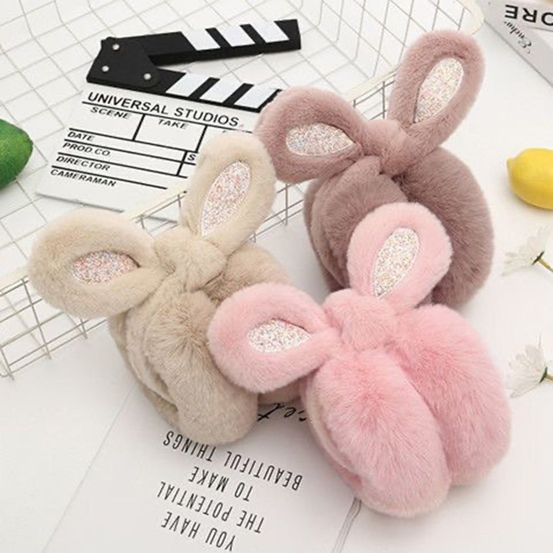 Women Soft Furry Winter Earmuffs Sequin Rabbit Ear Shape Foldable Warm Ear Covers Outdoor Adjustable Ear Warmers Image 9