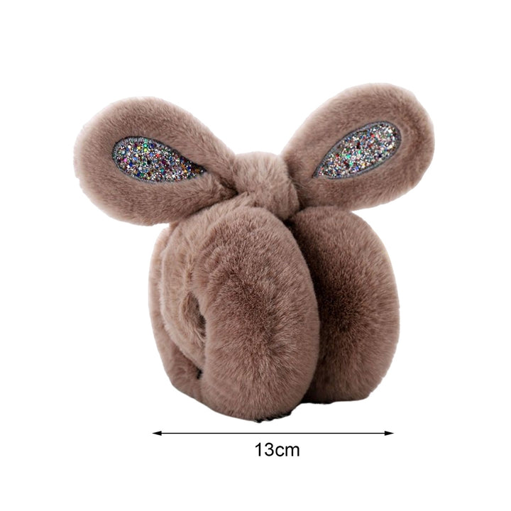 Women Soft Furry Winter Earmuffs Sequin Rabbit Ear Shape Foldable Warm Ear Covers Outdoor Adjustable Ear Warmers Image 12