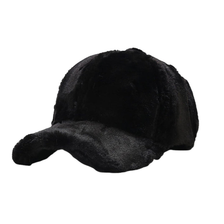 Fluffy Baseball Cap Wide Brim Design Solid Color UV-Proof Sun Protection Thick Plush Peaked Hat Women Cap Image 1