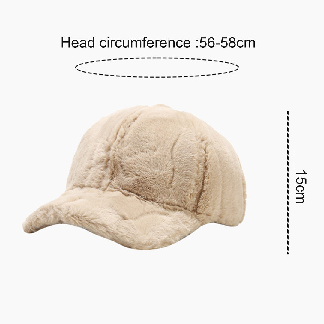 Fluffy Baseball Cap Wide Brim Design Solid Color UV-Proof Sun Protection Thick Plush Peaked Hat Women Cap Image 9