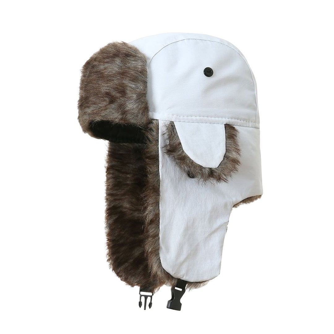 Men Winter Lei Feng Hat Fluffy Faux faux Lining Ear Flap Ski Hat Thickened Warm Windproof Coldproof Hat Image 3