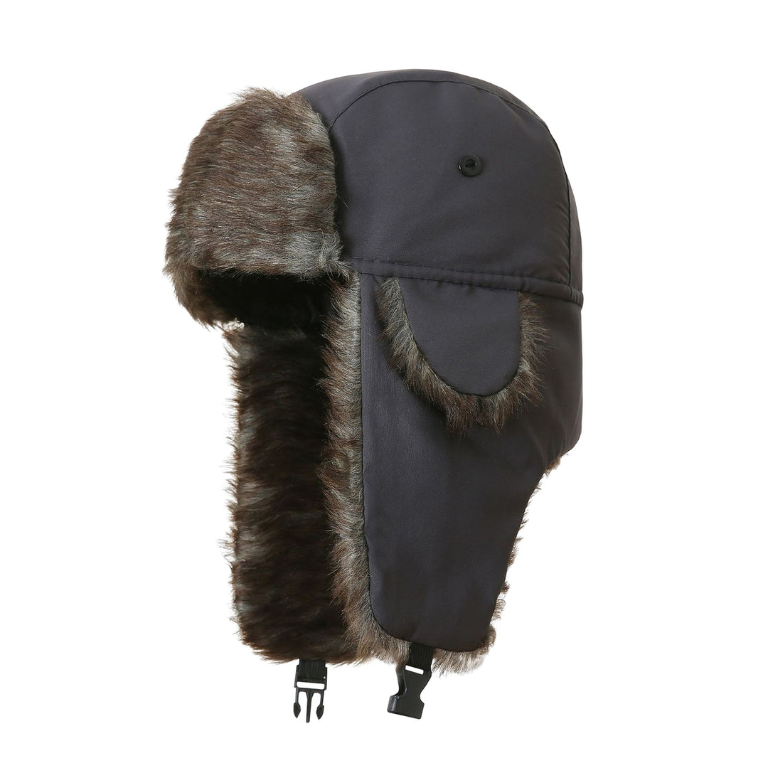 Men Winter Lei Feng Hat Fluffy Faux faux Lining Ear Flap Ski Hat Thickened Warm Windproof Coldproof Hat Image 4