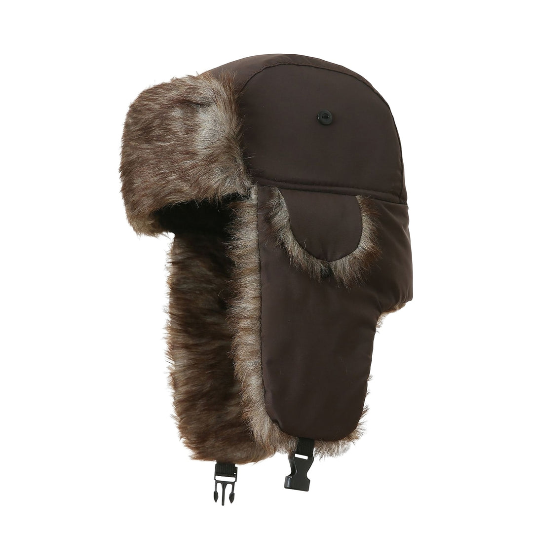 Men Winter Lei Feng Hat Fluffy Faux faux Lining Ear Flap Ski Hat Thickened Warm Windproof Coldproof Hat Image 7