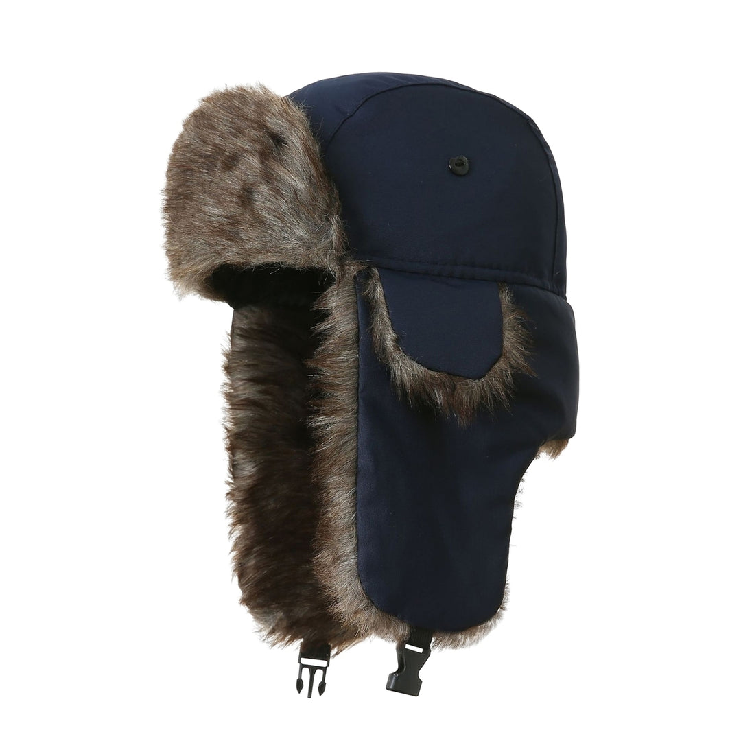 Men Winter Lei Feng Hat Fluffy Faux faux Lining Ear Flap Ski Hat Thickened Warm Windproof Coldproof Hat Image 8