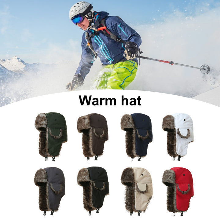 Men Winter Lei Feng Hat Fluffy Faux faux Lining Ear Flap Ski Hat Thickened Warm Windproof Coldproof Hat Image 10