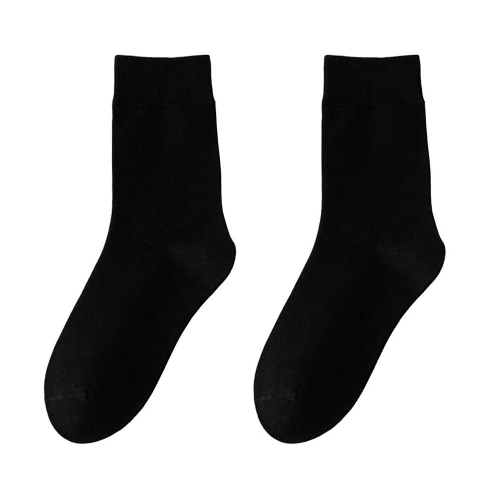 1 Pair Women Winter Socks Solid Color Soft Breathable Mid-tube High Elasticity Solid Color Warm Anti-slip No Odor Lady Image 2