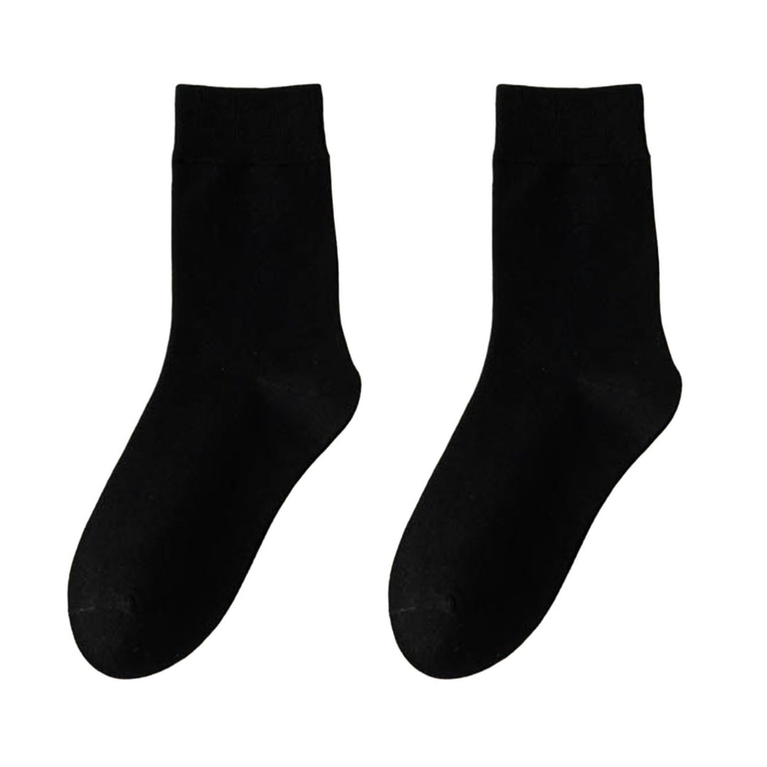 1 Pair Women Winter Socks Solid Color Soft Breathable Mid-tube High Elasticity Solid Color Warm Anti-slip No Odor Lady Image 1