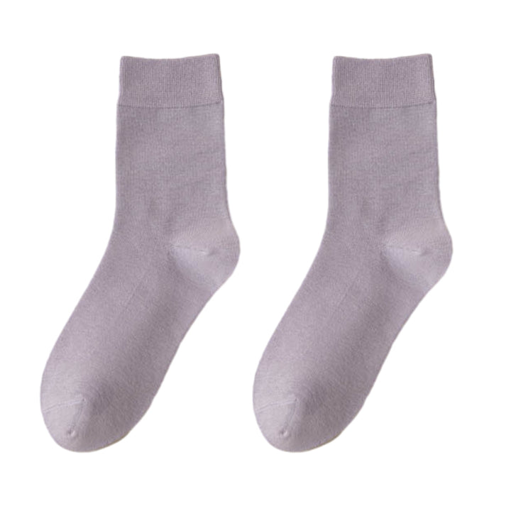 1 Pair Women Winter Socks Solid Color Soft Breathable Mid-tube High Elasticity Solid Color Warm Anti-slip No Odor Lady Image 4